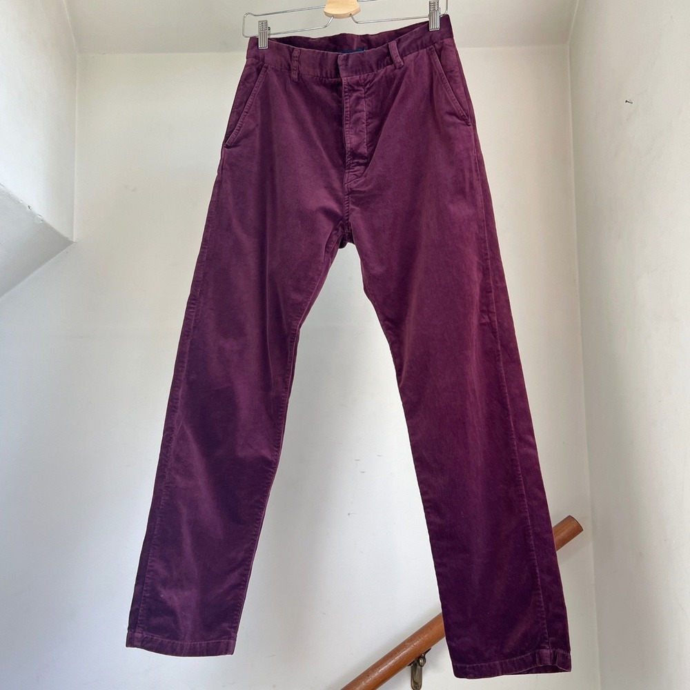 Sofie D'Hoore Trousers Size 36 Burgundy Velvet Straight Leg Cotton Belgium Pants